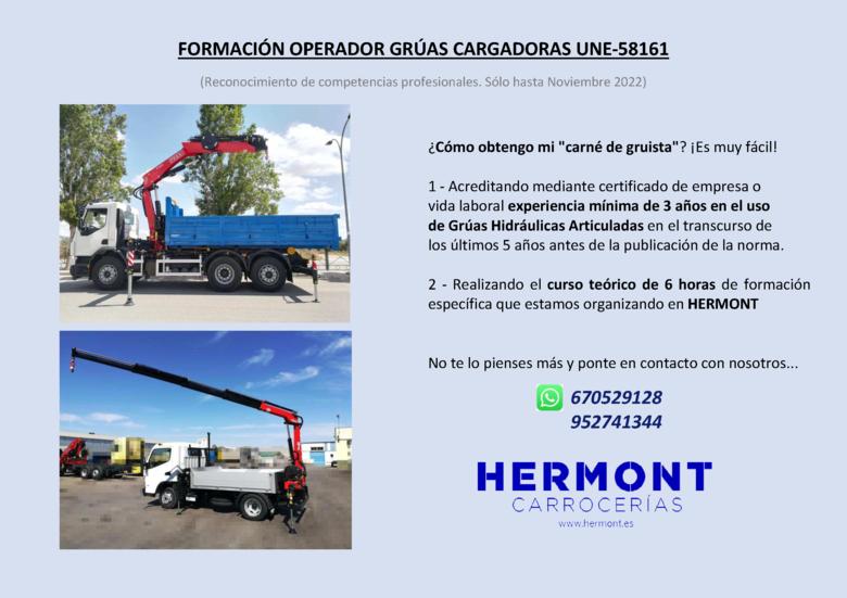 FORMACIÓN OPERADOR GRÚAS CARGADORAS UNE-58161 “Carné de Gruista”